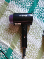Фен для волос MARTA MT-1261 1800Вт/складная ручка/ионизация, черный чароит #41, Лилия Ф.