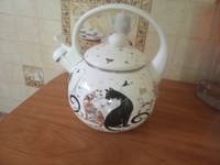 Чайник эмалированный 2,2 л со свистком Agness Парижские коты, для всех видов плит #24, Ольга Е.