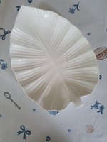 Блюдо сервировочное фарфоровое Magistro "Лист", размер 30х21 см, цвет белый #160, олег к.