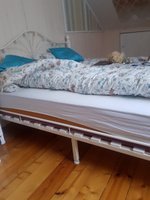 Двуспальная кровать Фортуна 160х200 см/Каркас белый металл/ Ножки массив берёзы, белый #7, Елена А.