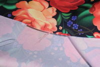 Ткань для шитья Габардин 155 см х 300 см (100% пэ) разноцветная с орнаментом хохлома #12, Раиса Р.