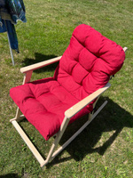 Кресло качалка для дачи Kale HOME с красным матрасом в комплекте / Садовое кресло-качалка из фанеры #4, павел ф.