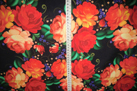 Ткань для шитья Габардин 155 см х 300 см (100% пэ) разноцветная с орнаментом хохлома #11, Раиса Р.