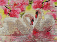 Алмазная мозаика  картина Лебеди 30х40 см  полная выкладка #23, Вера И.