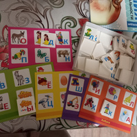 Детское развивающее лото "Азбука", настольная игра для изучения алфавита, 36 пластмассовых фишек с картинками + набор из 6 карточек #2, Светлана С.