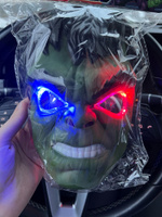 Светящаяся карнавальная маска "Халк", цвет темно-зеленый / Сувенирная маска для лица с яркой подсветкой для детей и взрослых / Аксессуары для праздников, вечеринок и хэллоуина #221, Алексей Е.