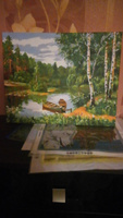 Картина по номерам на холсте с подрамником 40х50 Лодка у пруда Природа Пейзаж #72, Юлия С.