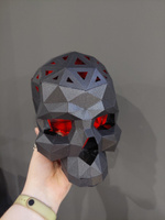 Подарочный набор для творчества бумажный 3д конструктор, полигональная модель оригами 3D-LED Череп #30, Софья