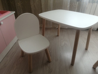 Детский стол и стул из дерева MEGA TOYS Прямоугольный комплект деревянный белый столик со стульчиком / набор мебели для детской комнаты рисования и кормления малышей / подарок на 1 годик #35, Яна Л.