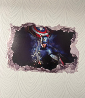 Интерьерная наклейка на стену "Капитан Америка" в детскую, в игровую комнату, на дверь. #2, Леночка У.