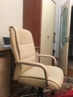 Компьютерное, офисное, удобное кресло (стул) для руководителя с подлокотниками Brabix "Space EX-508", экокожа, хром, бежевое #6, Ирина Б.