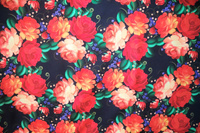 Ткань для шитья Габардин 155 см х 300 см (100% пэ) разноцветная с орнаментом хохлома #14, Раиса Р.