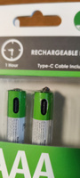 2 шт. Перезаряжаемые аккумуляторы Литий-ионные ААА емкость 750 mWh Батарейки зарядка от USB Type-C - Li-Ion мизинчиковые #77, Михаил М.