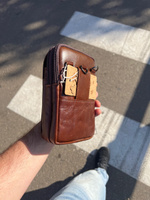 Кожаная сумка на пояс мужская, коричневая #60, Андрей К.