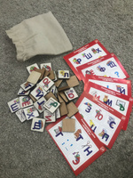 Развивающая настольная игра деревянное лото "Азбука", алфавит для детей, учим буквы, развиваем внимательность и кругозор, в наборе 36 фишек, 6 карточек и мешочек #5, Ангелина Б.