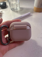 Ультратонкий силиконовый чехол для наушников Apple AirPods 3 / кейс для наушников Эпл Аирподс 3 / светло-розовый с карабином #19, Марина Г.