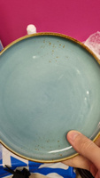 Тарелка фарфоровая пирожковая для подачи блюд и сервировки Magistro "Церера", тарелка десертная, диаметр 18 см, цвет голубой #8, Анастасия Б.