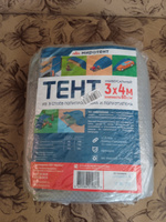 Тент укрывной туристический 3х4 м., 60 г/м2 с люверсами (полог строительный, садовый, автомобильный) Миротент, Россия #238, Наталья М.