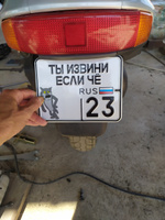 Сувенирный номер на мопед мото велосипед металлический рельефный светоотражающий с вашим регионом и изображением 190*145 мм #48, Юрий Ч.