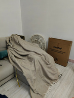 Плед на кровать,2-спальное, покрывало на диван, хлопок, 230х200 см, бежевый, Турция #36, Анаис Р.