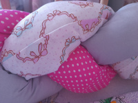 Бортик коса из хлопка 220 см. в детскую кроватку для новорожденного. Розовый, серый, разноцветный. "Фуксия" #81, Александра А.