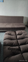 Раскладной диван кровать трансформер 195*93 см, спальное место 195*120 см, бескаркасный, коричневый с бежевым #6, Н. С.