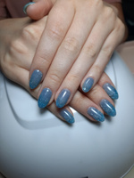 Гель лак для ногтей TNL Shine bright голубой светоотражающий с блестками №4, 10 мл #174, Ольга Г.
