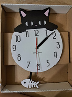 Часы настенные, серия: Детские, "Черный кот", с маятником #7, Татьяна З.