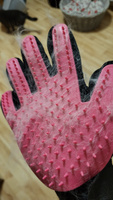 Перчатка для вычесывания шерсти кошек, собак, лошадей, кроликов розовая правая #12, Майя П.