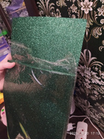 Фоамиран глиттерный с блестками 2 мм, размер 20х30 см цвет зеленый 10 листов, Цветная пористая резина для творчества #11, Тамара Л.