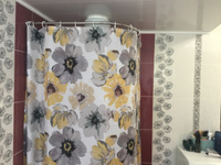 Штора для ванной комнаты тканевая на люверсах "Цветы" размер 240х200см.(высота 240см х ширина 200см ) #37, Юрий Т.