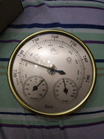 Барометр анероид механический с измерением температуры и влажности Hold Me (THB9392G), золотистый #2, Иван И.