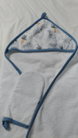 Полотенце для новорожденного с уголком Зайчики, Полотенце детское с капюшоном банное, махровое 90х90 см, варежка-мочалка, Mom'Story Design #64, Наталья К.