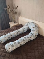 Подушка для беременных для сна, 145x70 см, форма подкова, Мишки на сером, съемная наволочка на молнии + Подушка для кормления в подарок, Texxet #3, Владислав В.