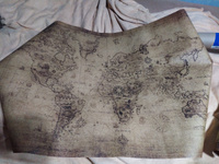 Бумага упаковочная подарочная крафт "винтаж - старинная карта мира", в наборе 4 листа 70х100см, Т-Пак #14, Терновская Мария