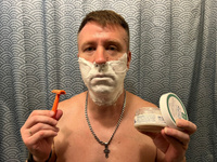 Мужское мыло для бритья на растительных маслах с активным витамином Е крафтовое, ручной работы 130г #45, Васияров Дмитрий
