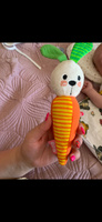 Мягкая игрушка погремушка для новорожденных малышей "Зайка Морковка" #107, Елена П.