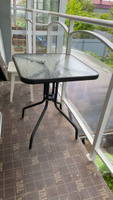 Стол садовый NOLITA Scandi 60х60хh70см квадратный, черный, закаленное фактурное стекло, металлический, журнальный, для дома, для дачи и сада #19, Ирина Ф.