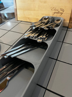 Лоток для столовых приборов ST VANPLAST в ящик, кухонный органайзер - подставка под ложки, вилки, ножи для сушки и хранения, пластиковый, 39,5 х 11 х 5,5 см, серый #20, Владислав К.