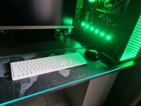 Коврик для мышки большой с RGB подсветкой. Игровой коврик для мыши и клавиатуры 800*300. Компьютерный коврик для ПК и ноутбука. Карта мира #82, Венченсо А.