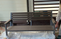 Садовая скамья Лофт со спинкой из ДПК на металлокаркасе ширина 150 см цельносварная #3, Динара Б.