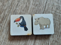 Развивающая настольная игра деревянное лото "Дикие животные", учим животных, расширяем кругозор, в наборе 36 фишек, 6 карточек и мешочек #2, Артем М.