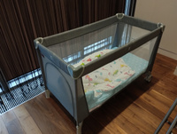 Манеж кровать детский CARRELLO BABY TILLY Rio+, 2 уровня, складной, 125х65 см, серый #15, Ева Е.
