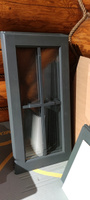 Шкаф с витриной Бритта трехдверная серый воск/антик #1, дина т.