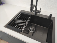 Комплект кухонная мойка из нержавеющей стали WISENT 6045B с PVD покрытием (60х45см) с раздвижным коландером и дозатором. #7, Артеменко Наталья