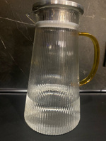 Кувшин для воды с крышкой / графин для воды / чайник стеклянный, Полоска, 1500 мл, ADECORI #119, Юлия Д.