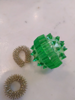 Су-джок массажный шарик с пружинными кольцами, развитие мелкой моторики, цвет зеленый #116, Фомина Алена