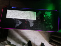 Коврик для мышки большой с RGB подсветкой. Игровой коврик для мыши и клавиатуры 800*300. Компьютерный коврик для ПК и ноутбука. Карта мира #81, Венченсо А.