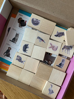 Деревянное лото "Домашние и дикие животные", настольная развивающая игра для детей, 24 фишки + 4 тематические карточки #4, Яна Р.