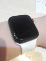Cиликоновый ремешок для Apple Watch 42 44 45 49 мм, размер S/M, series 1-8 (для эпл вотч), белый, Bandside #75, глеб п.